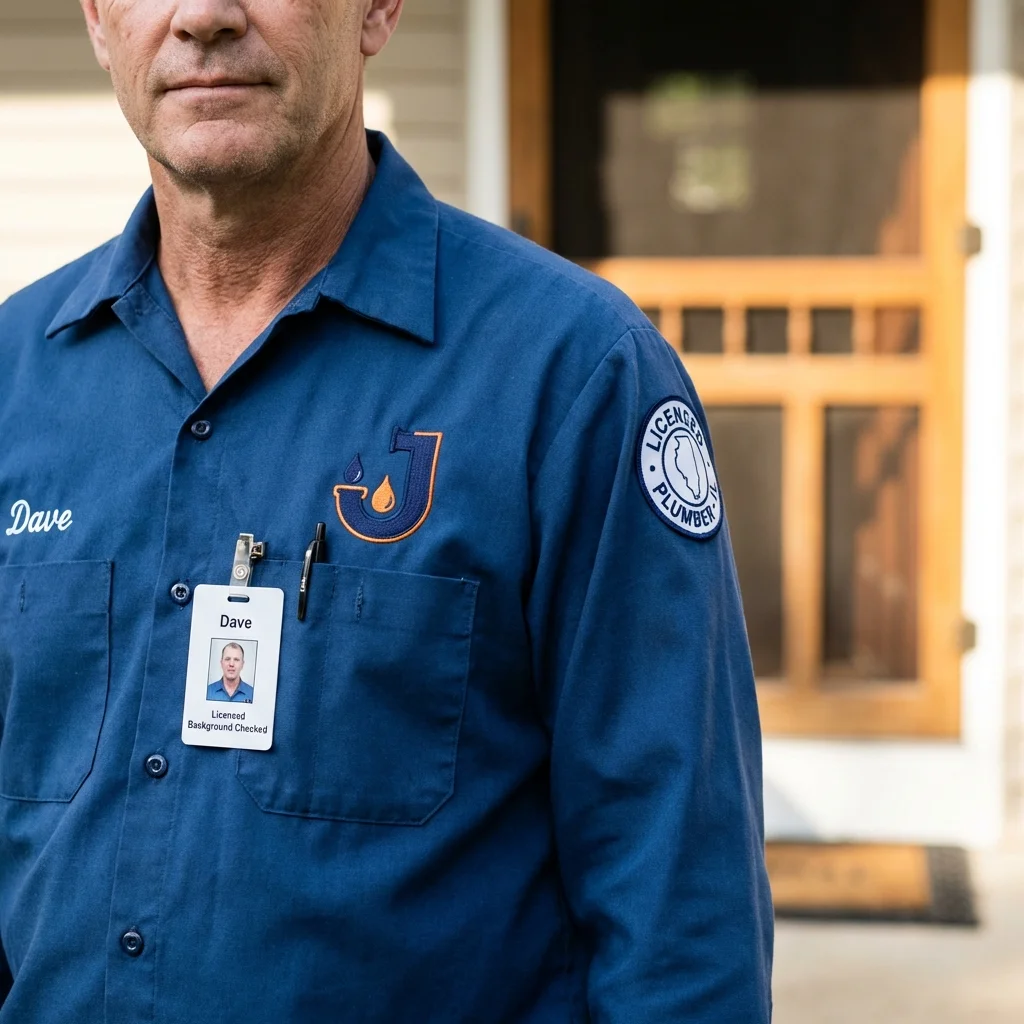Licensed plumber showing ID badge in Stokesdale, NC