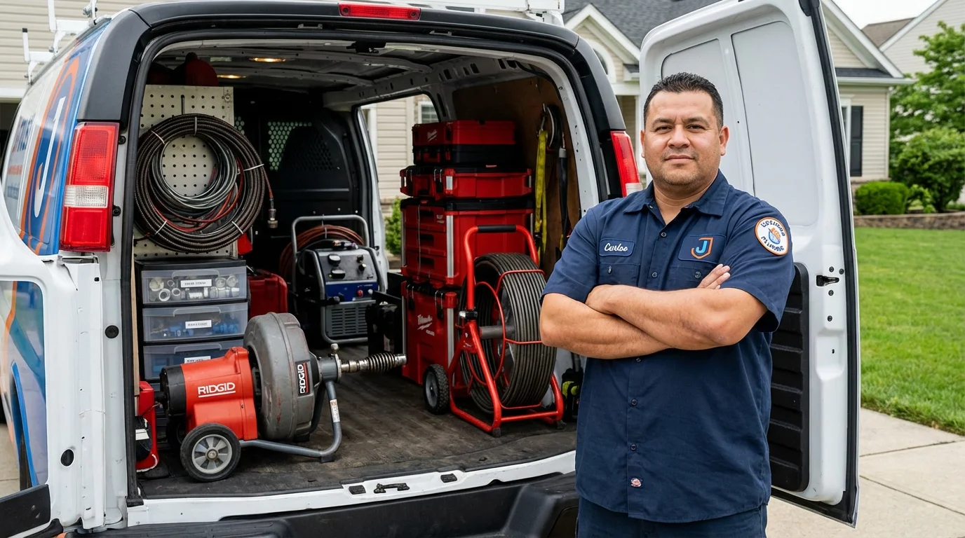 Professional drain cleaning equipment and Johns Plumbing LLC plumber in Stokesdale