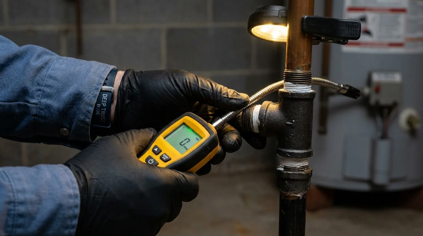 Gas leak detection with electronic sniffer by Johns Plumbing LLC in Stokesdale