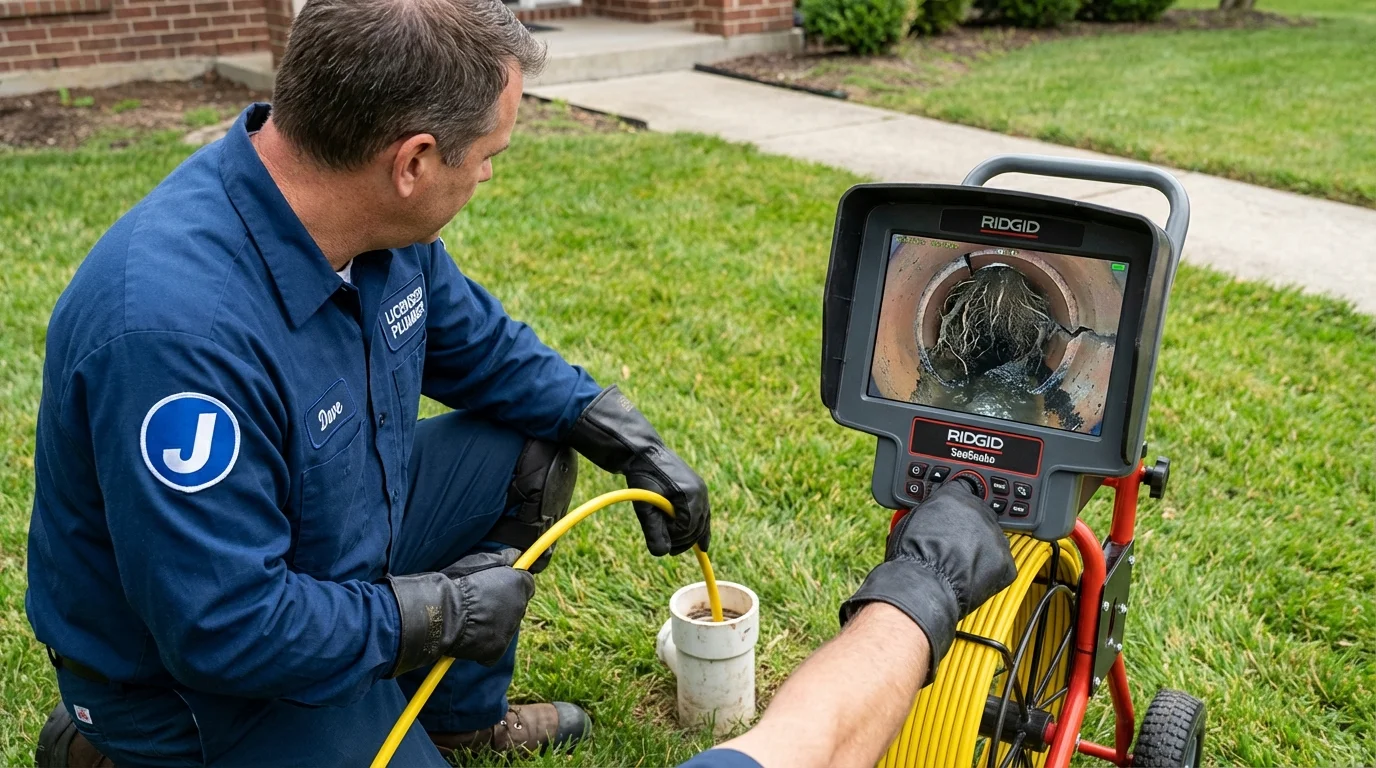 Sewer camera inspection being performed by Johns Plumbing LLC in Stokesdale